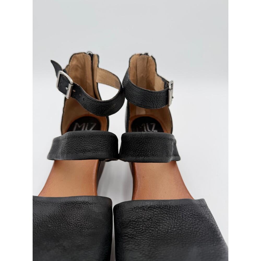 Miz Mooz Mary Jane Wedge Sandals 41 Womens 9.5 Black Leather Comfort Boho - Picture 6 of 13